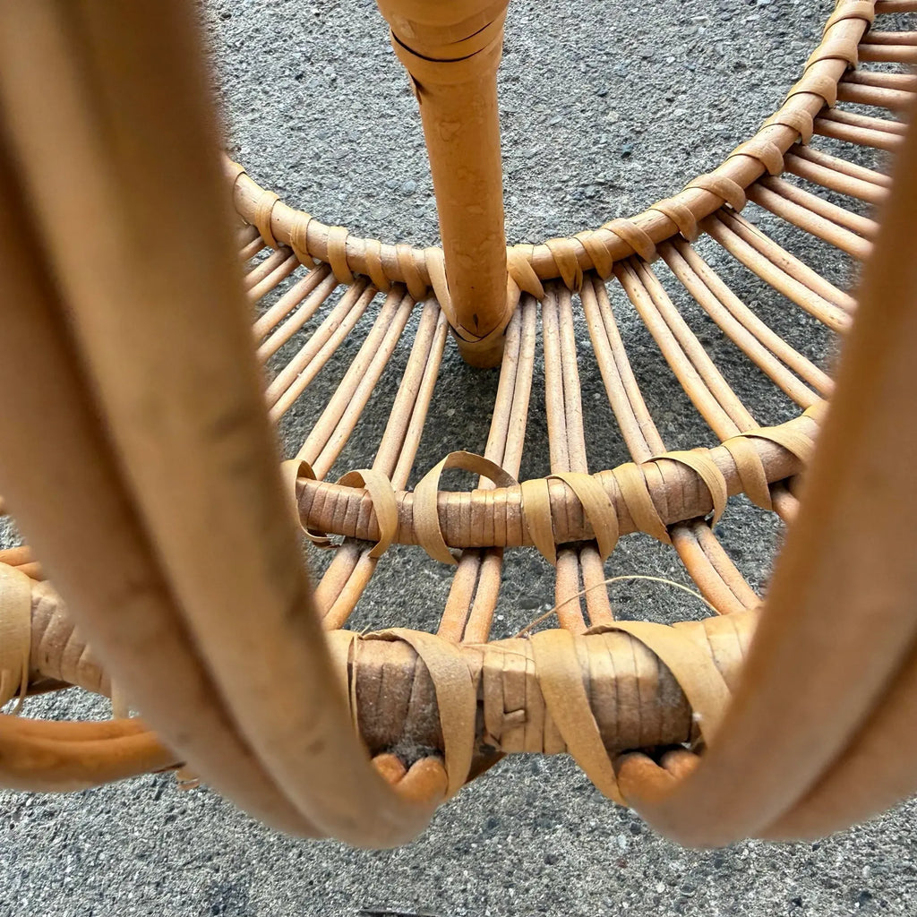 Franco Albini Style Rattan Ottoman in Lobster Pot Design
