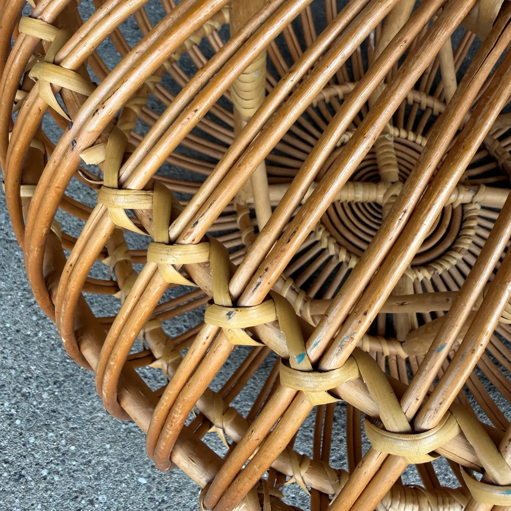 Franco Albini Style Rattan Ottoman in Lobster Pot Design