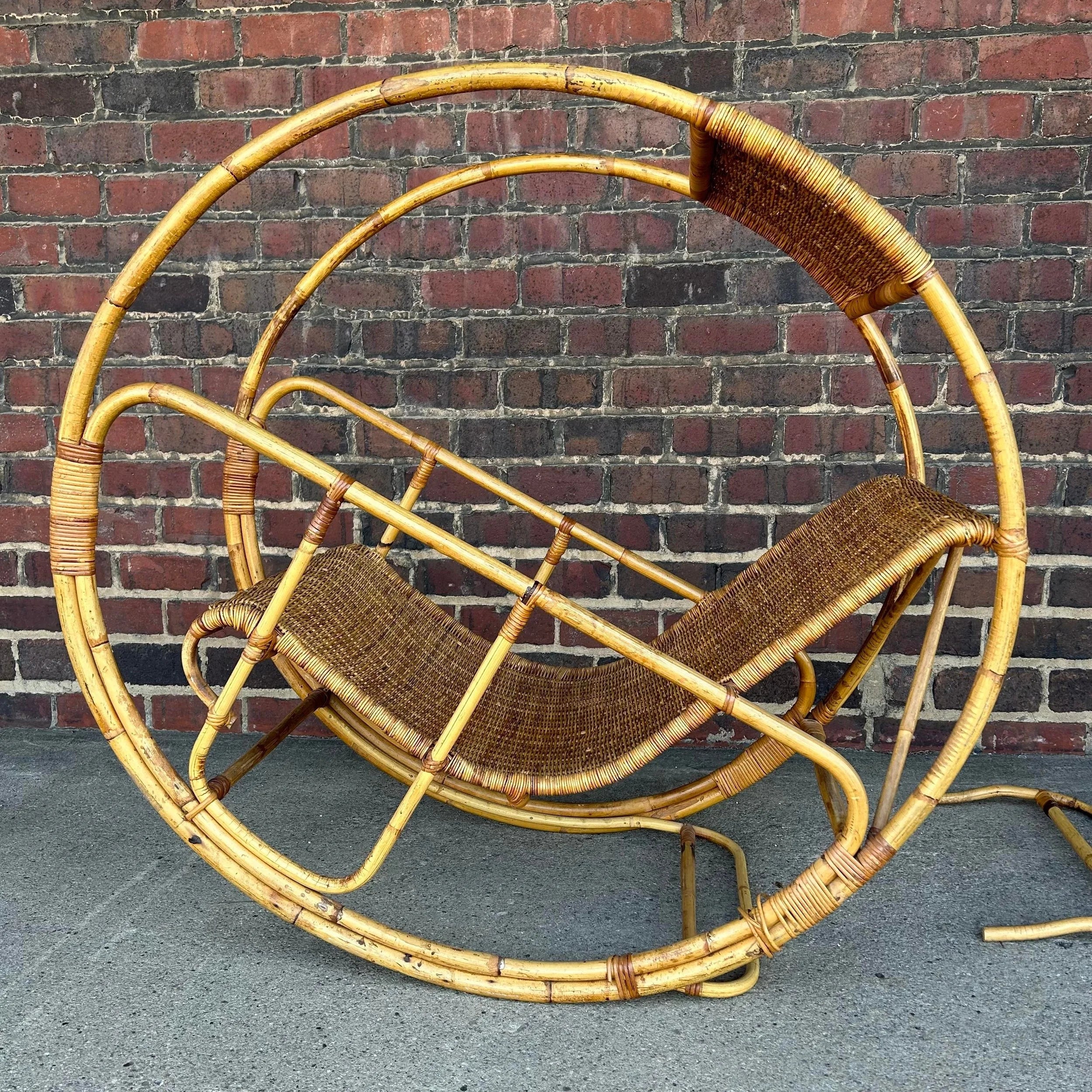 Franco Benttonica Dondolo Rattan Rocking Chair