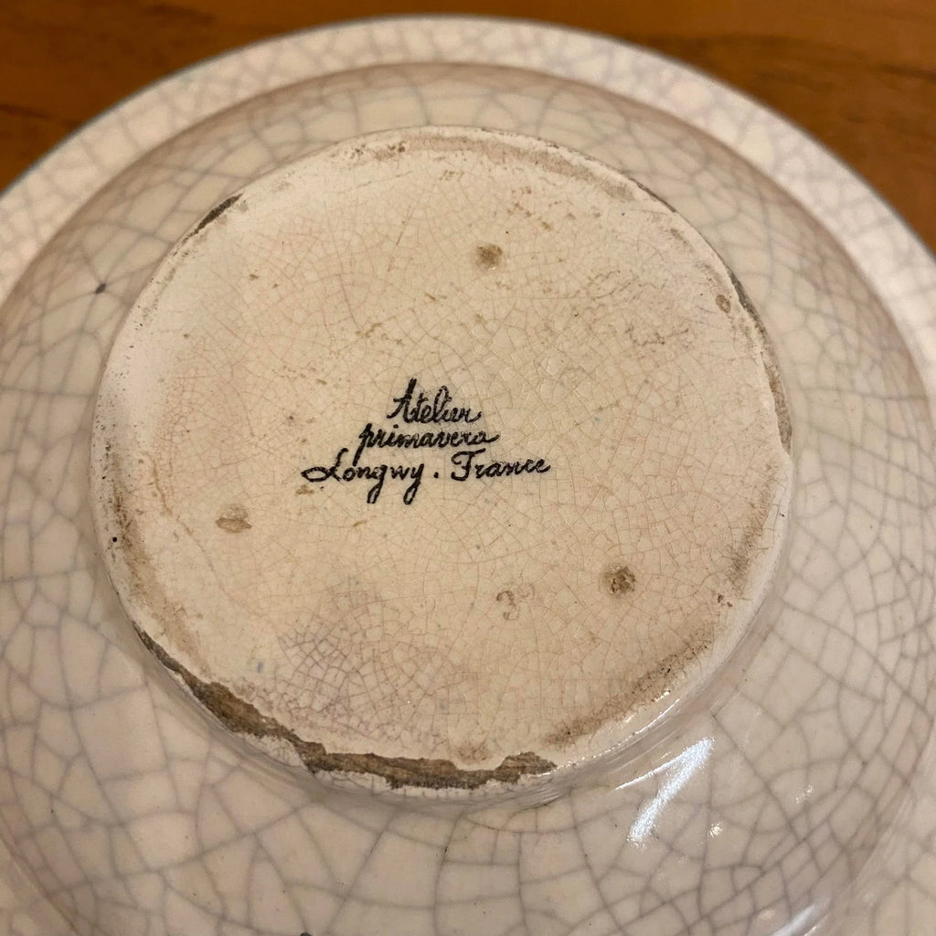 French Art Deco Bowl by Atelier Primevera Longwy France Pottery