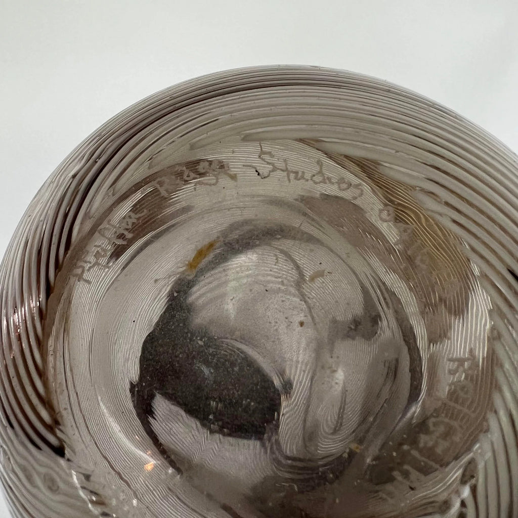Hand Blown Glass Vase Swirled Lines Amazing Shape Signed