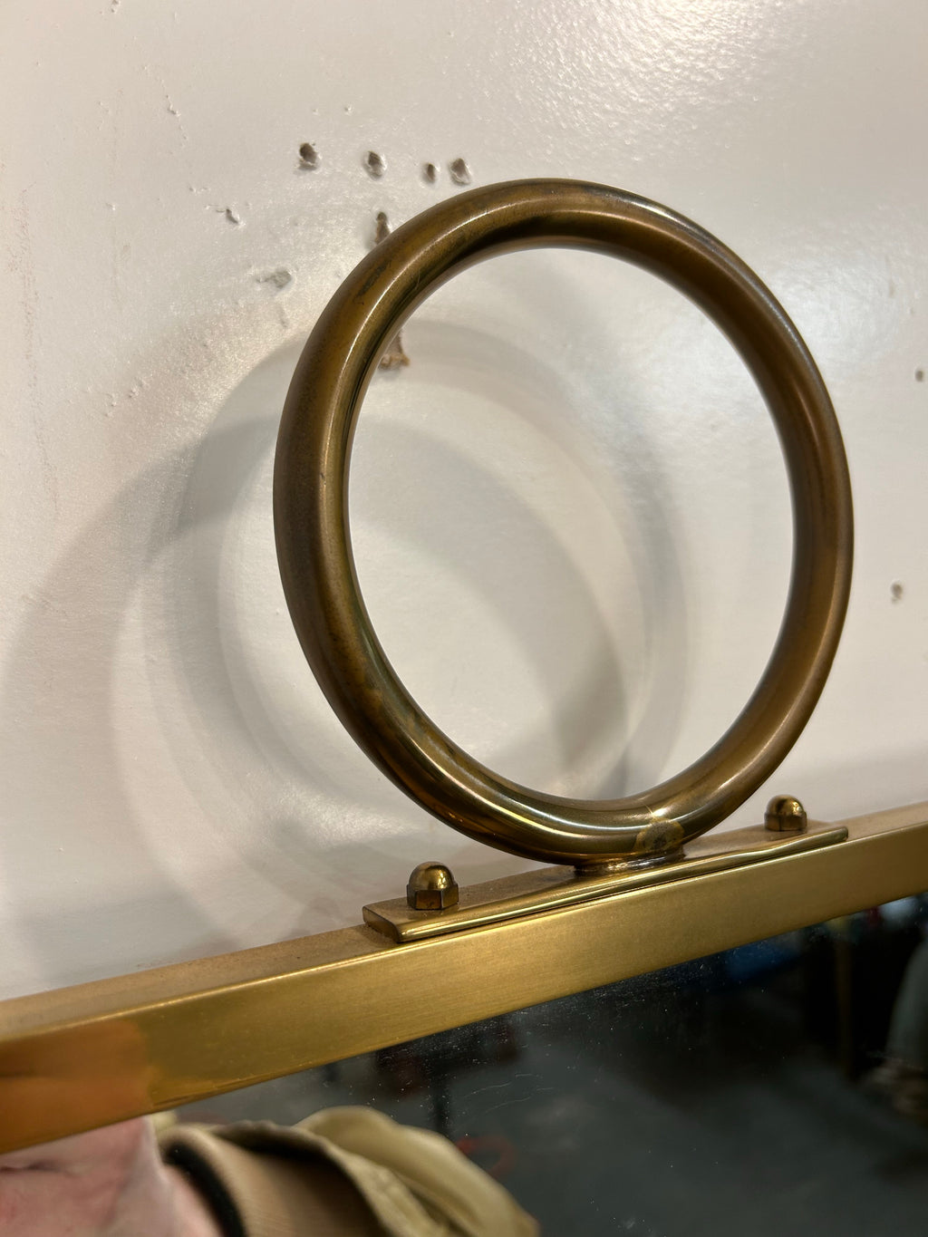 Hanging Brass Wall Mirror Brass With Ring at Top
