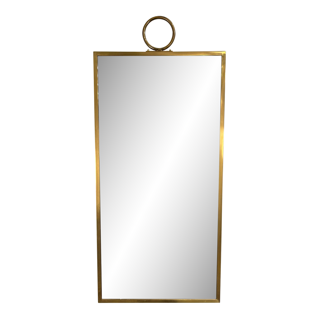 Hanging Brass Wall Mirror Brass With Ring at Top