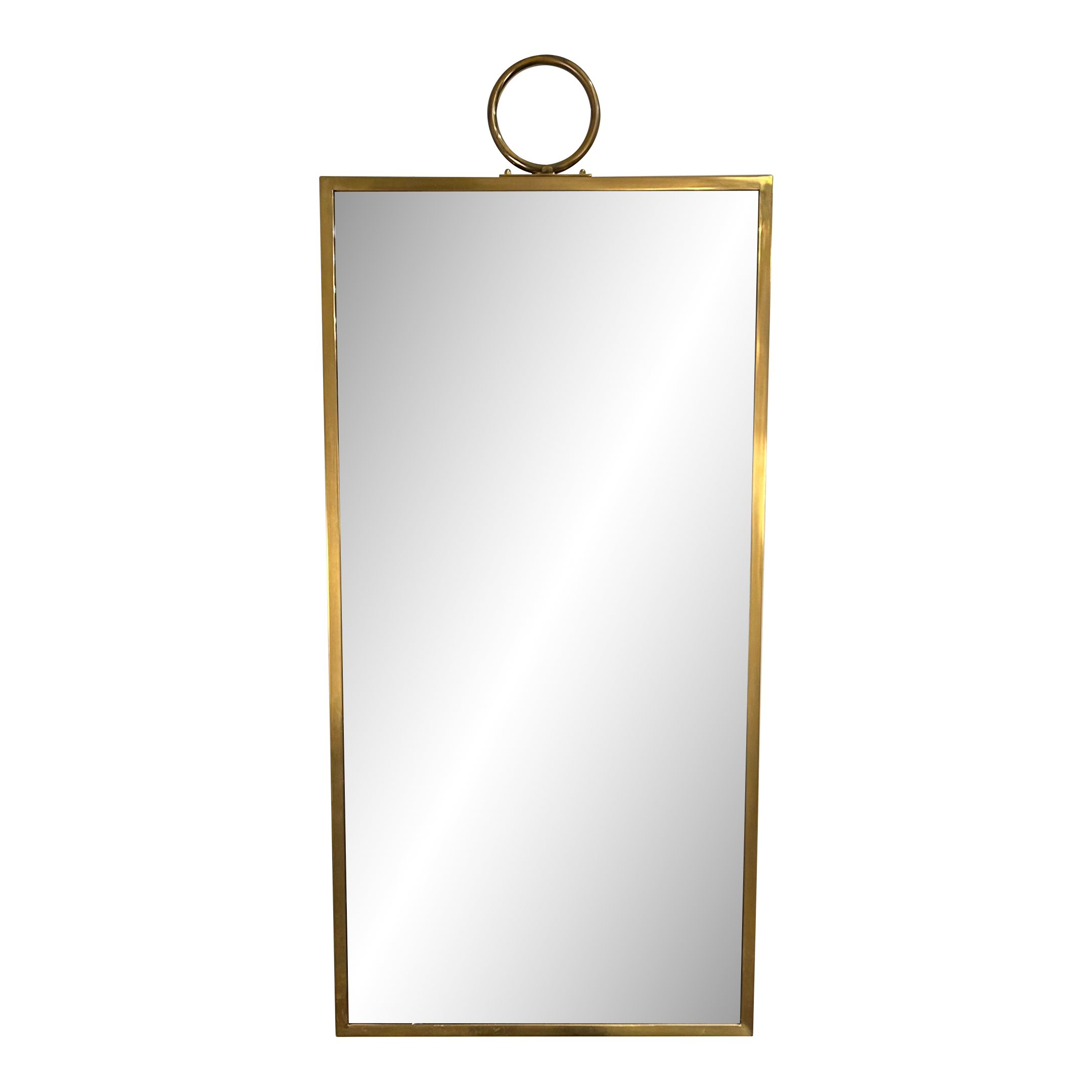Hanging Brass Wall Mirror Brass With Ring at Top