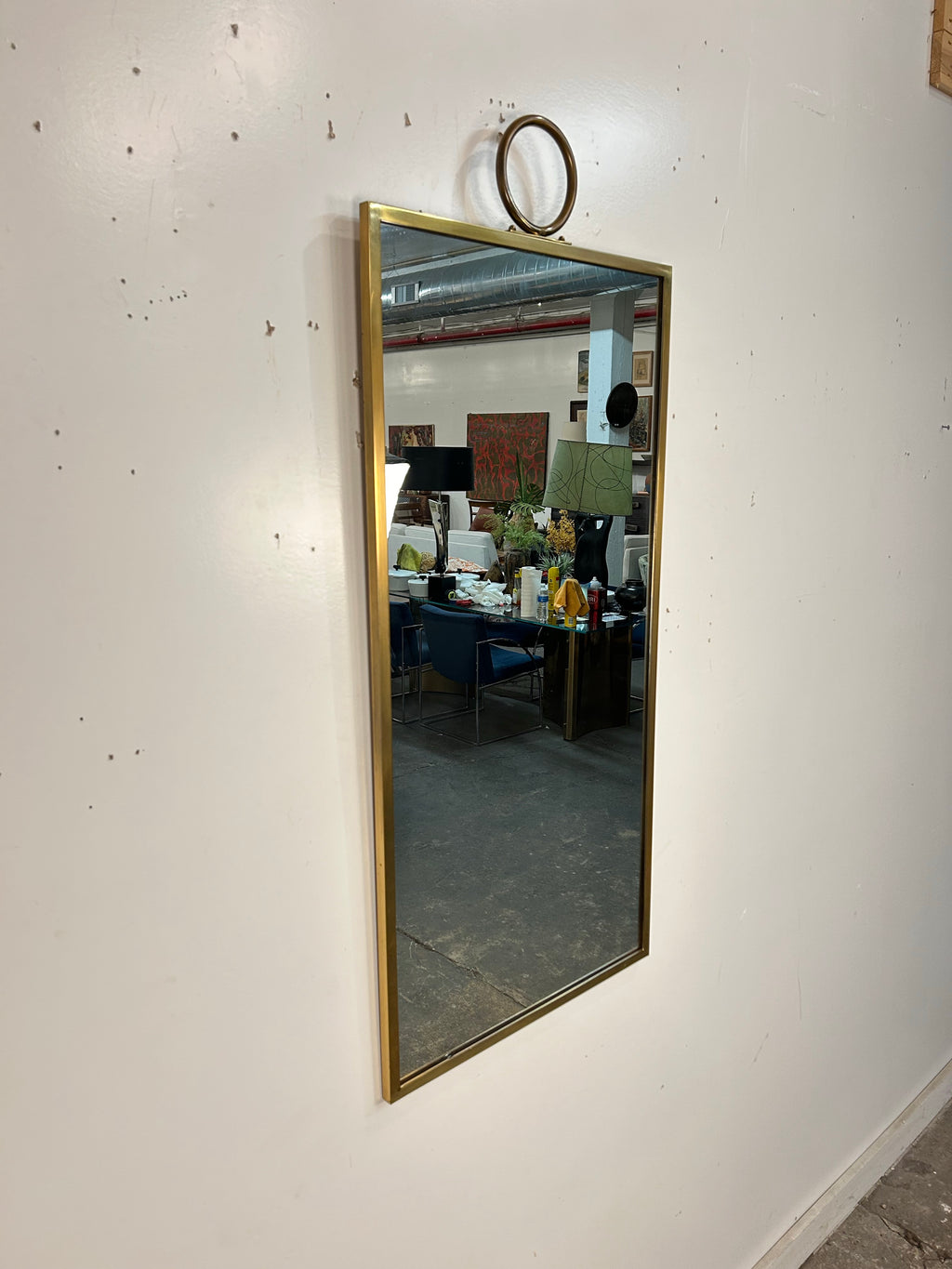 Hanging Brass Wall Mirror Brass With Ring at Top