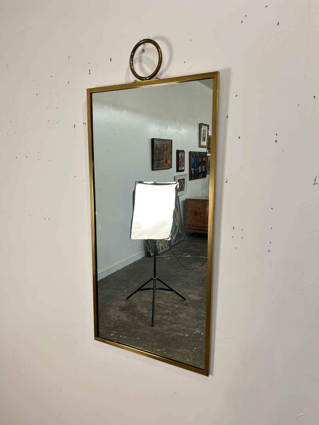 Hanging Brass Wall Mirror Brass With Ring at Top