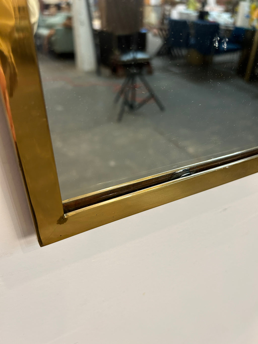 Hanging Brass Wall Mirror Brass With Ring at Top