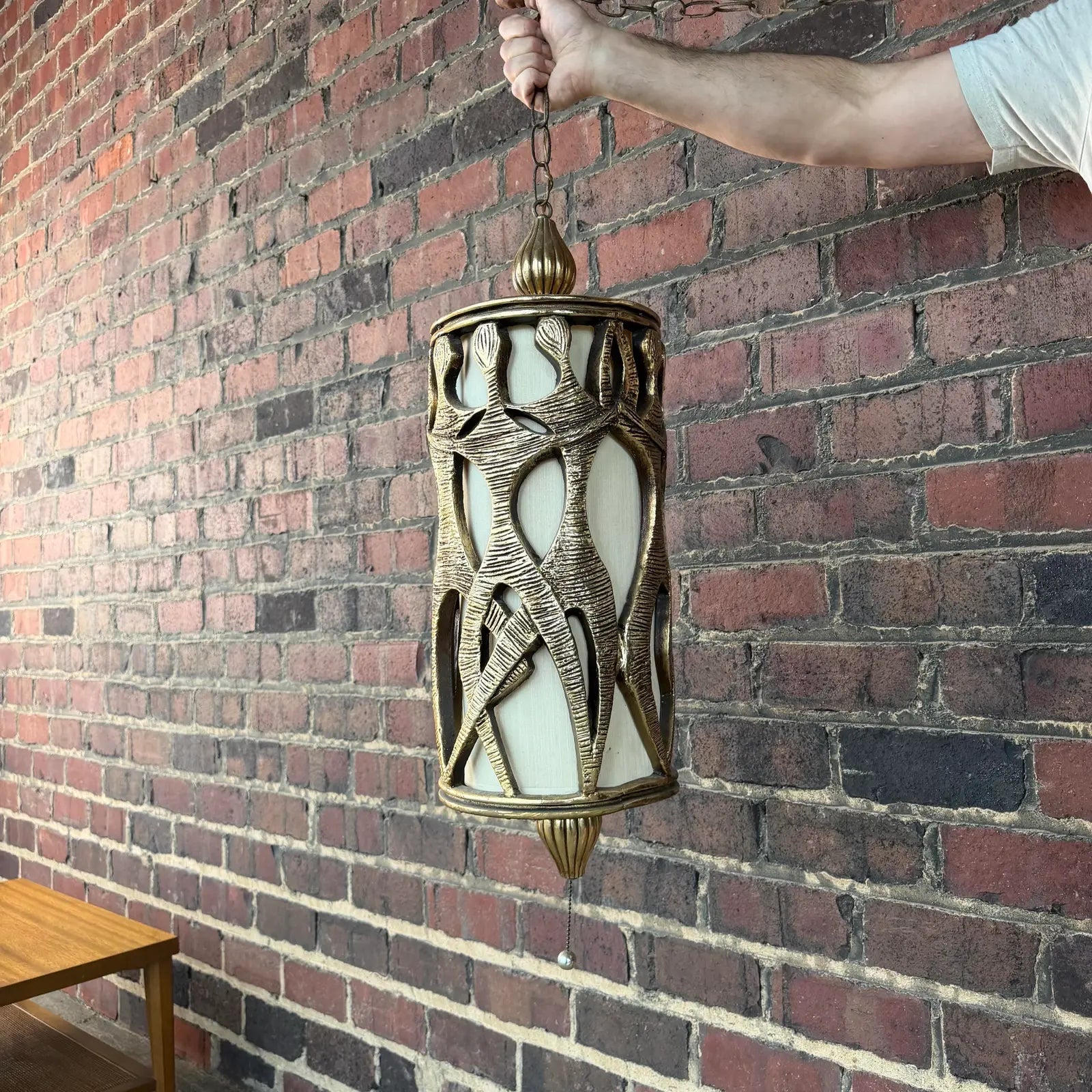 Hanging Swag Light Fixture Vintage Mid-Century Modern