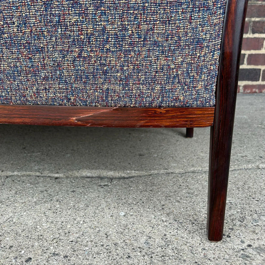 Hans Olsen Solid Rosewood Curved Arm Sofa