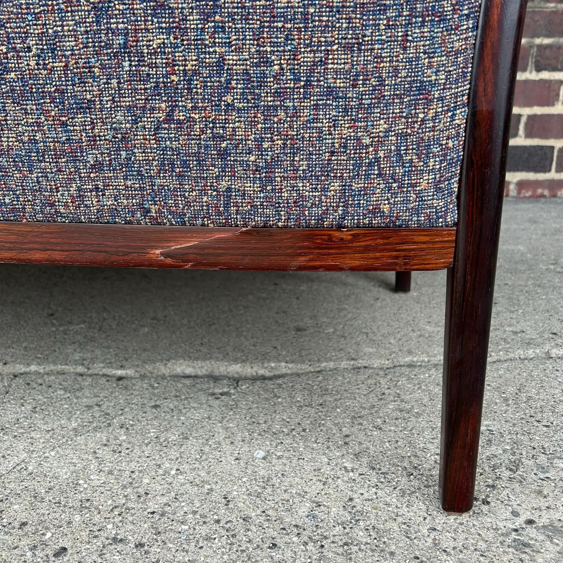 Hans Olsen Solid Rosewood Curved Arm Sofa