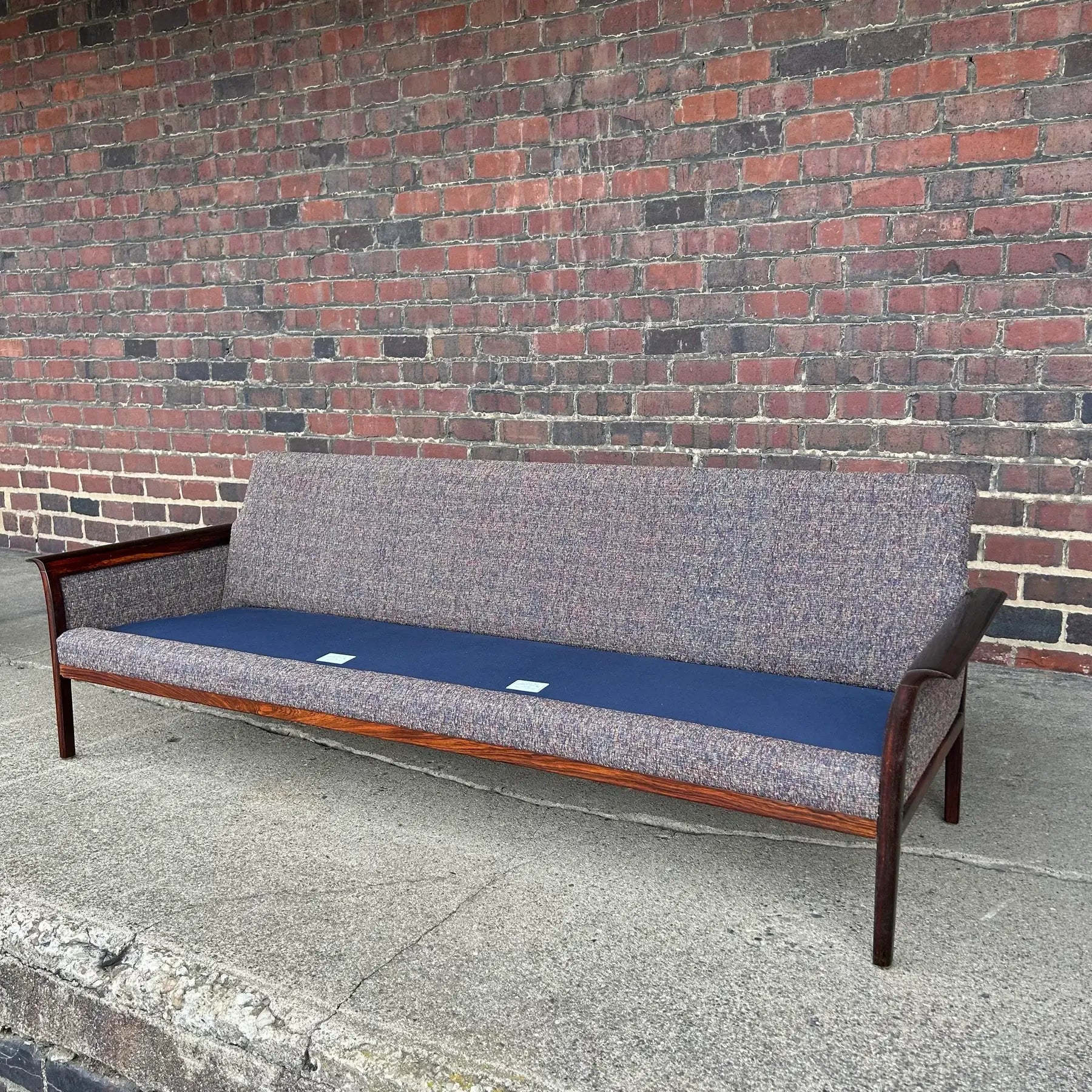 Hans Olsen Solid Rosewood Curved Arm Sofa