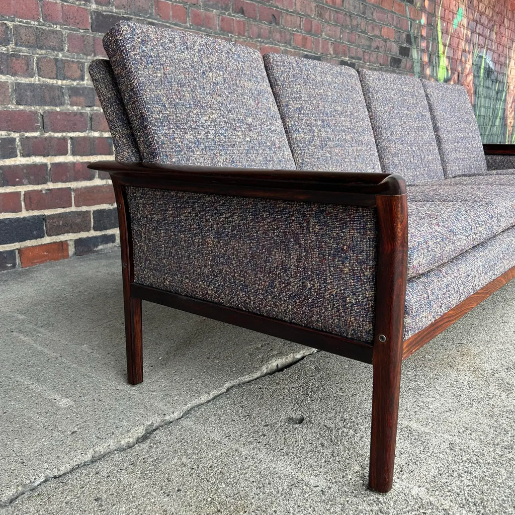 Hans Olsen Solid Rosewood Curved Arm Sofa