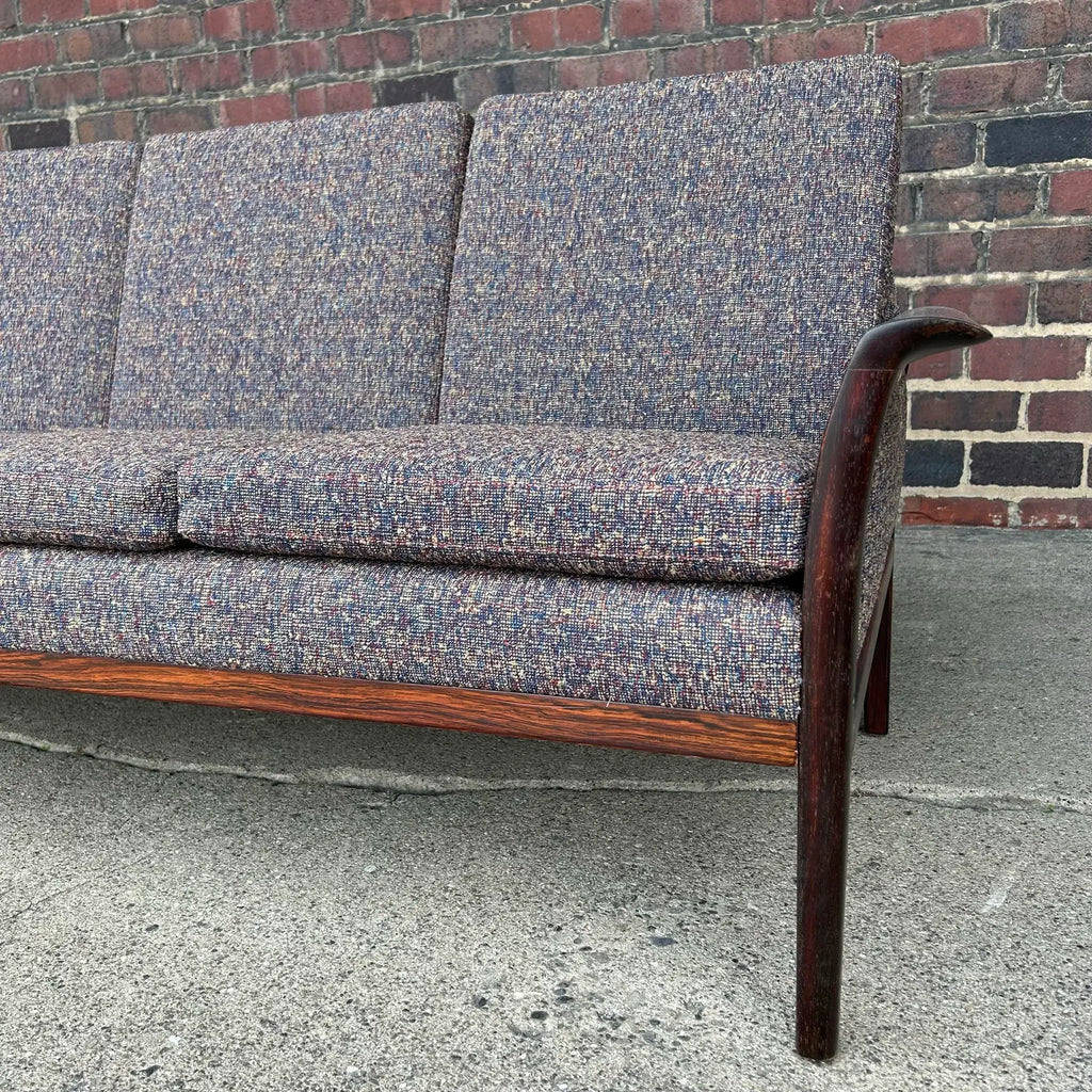 Hans Olsen Solid Rosewood Curved Arm Sofa