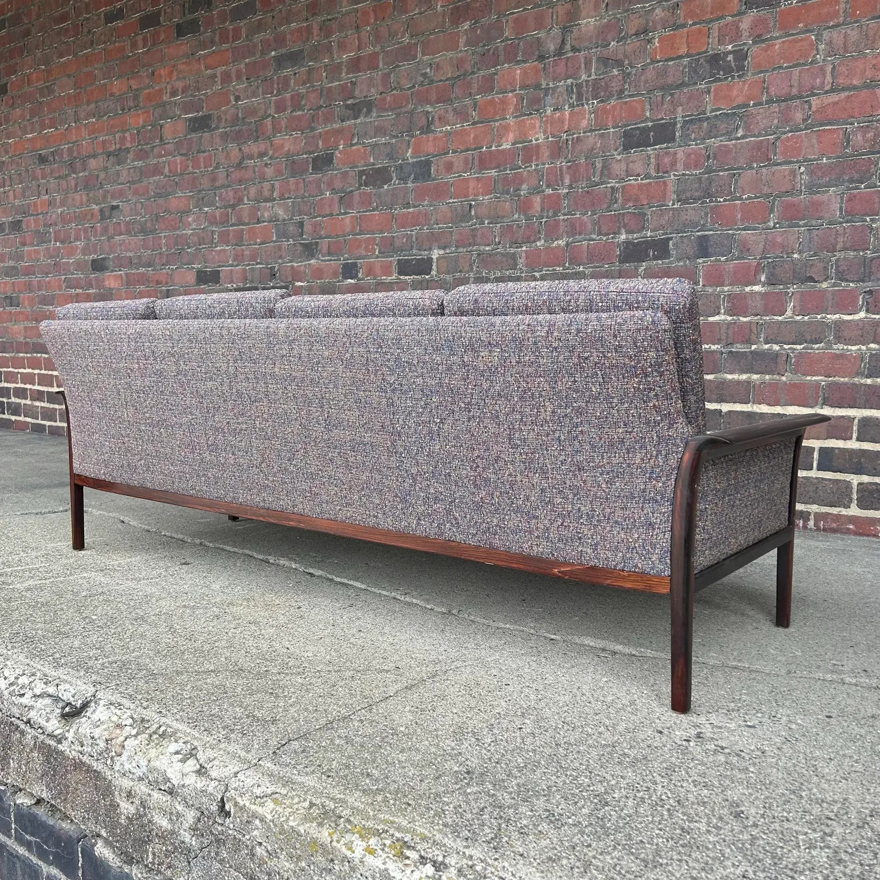 Hans Olsen Solid Rosewood Curved Arm Sofa