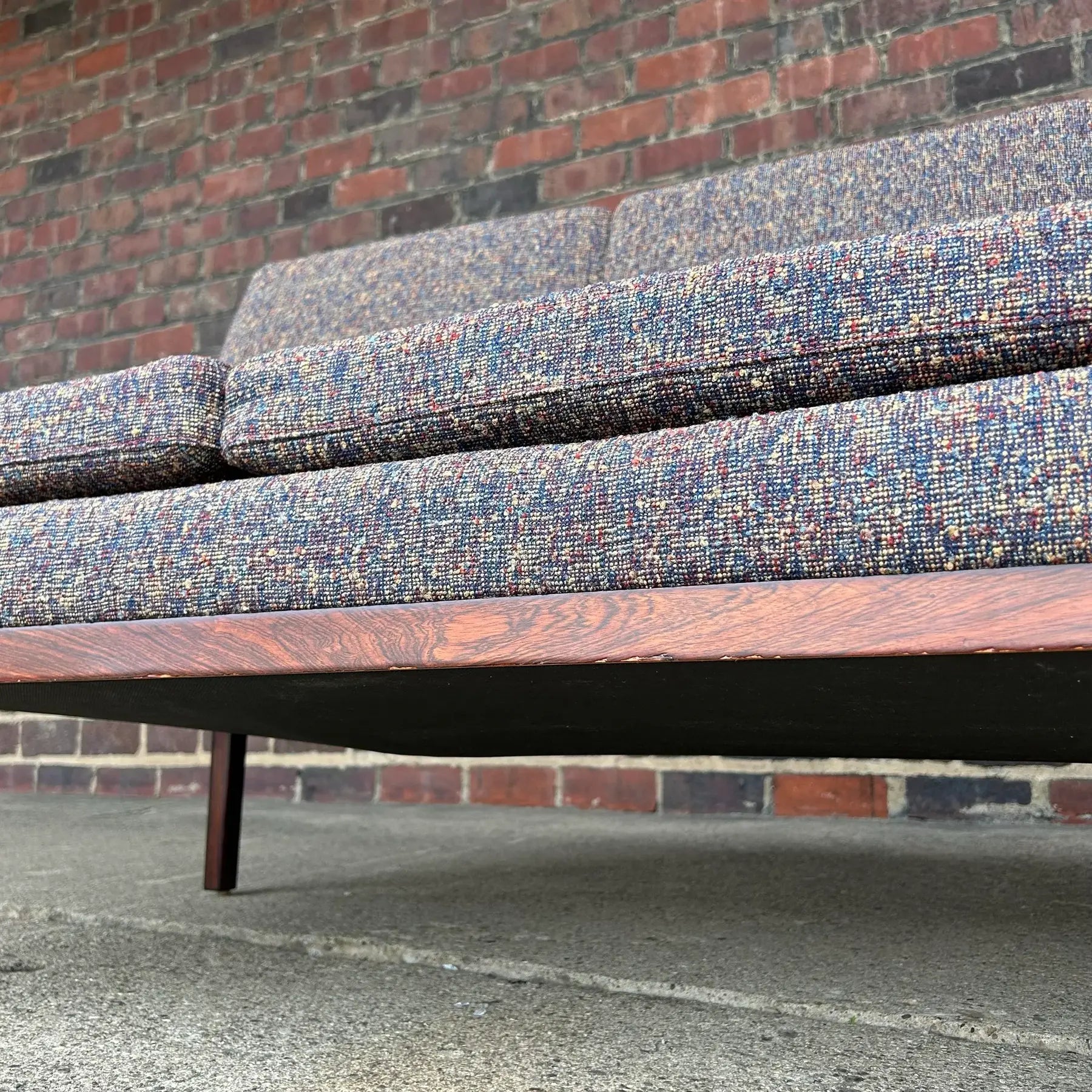 Hans Olsen Solid Rosewood Curved Arm Sofa