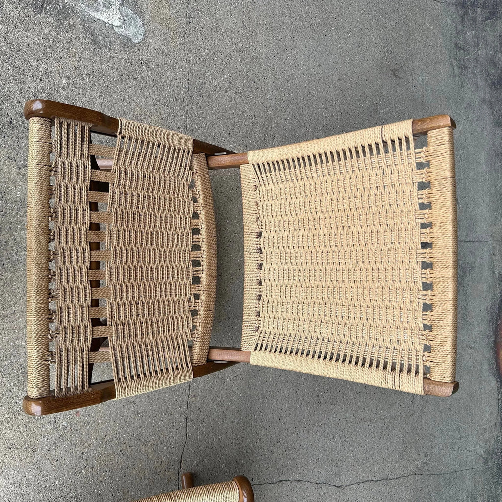 Hans Werner Style Danish Cord Wrapped Folding Chairs