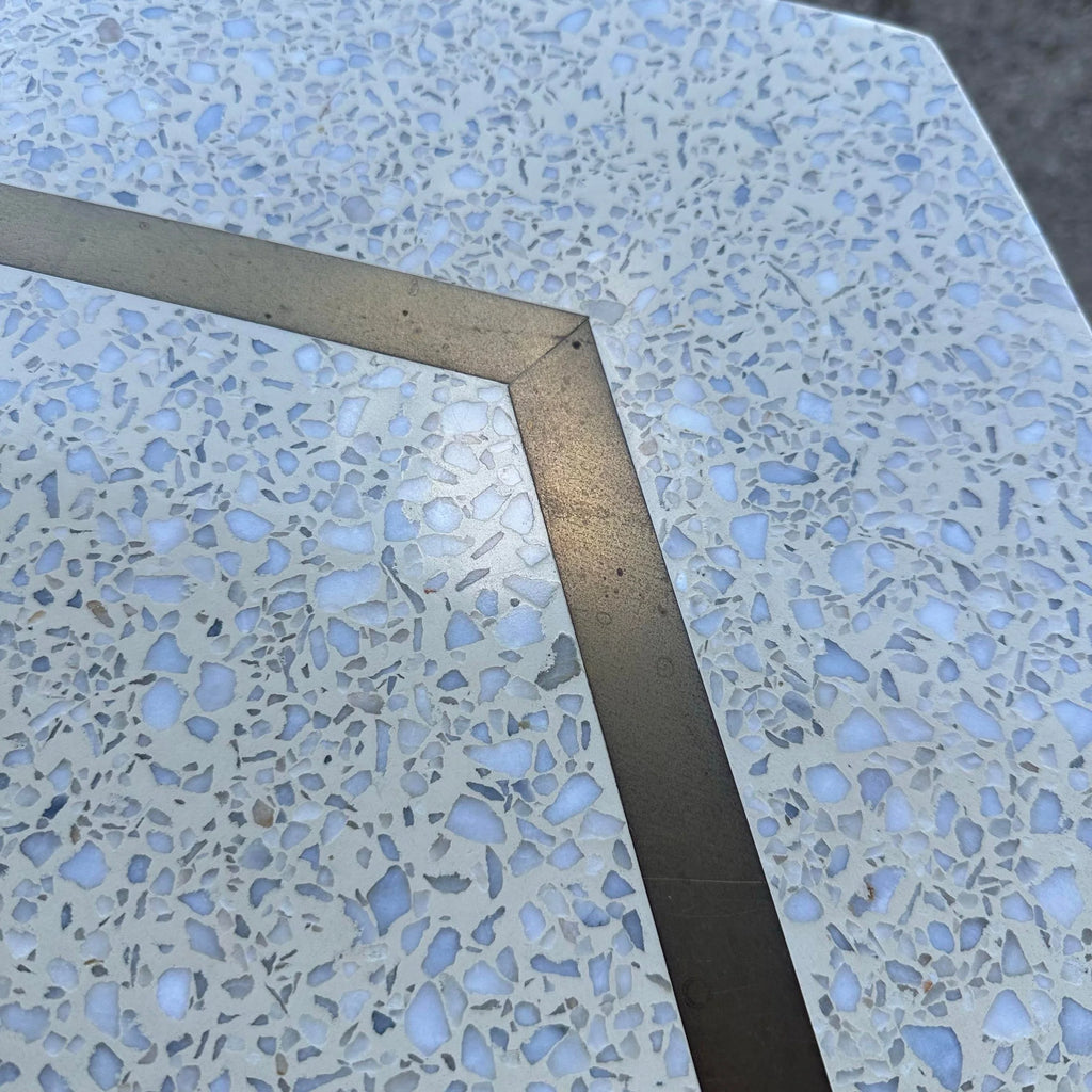 Harvey Probber Hexagonal Terrazzo With Brass Inlay Coffee Table