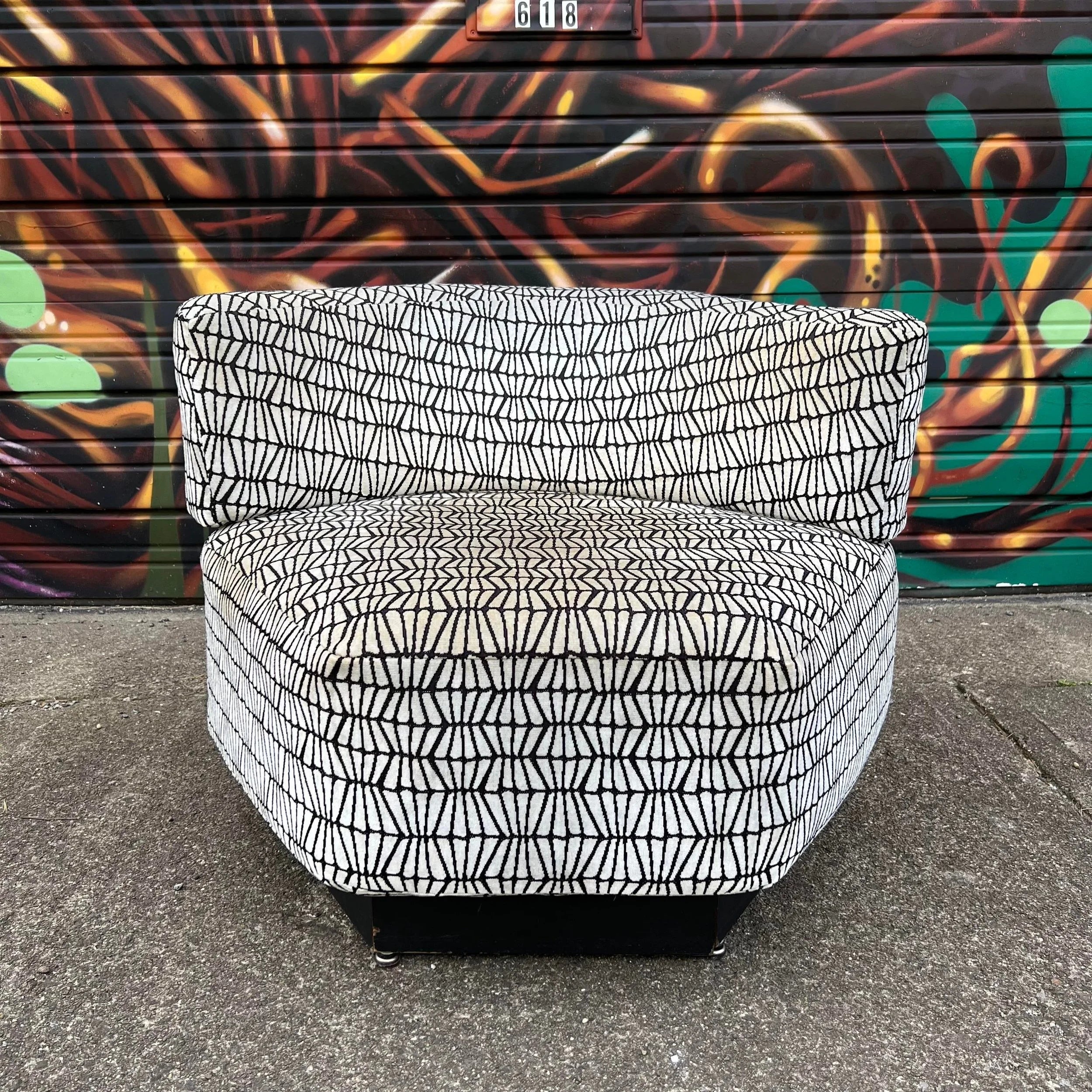 Harvey Probber Lounge Chair Recovered in Knoll Firefly Fabric