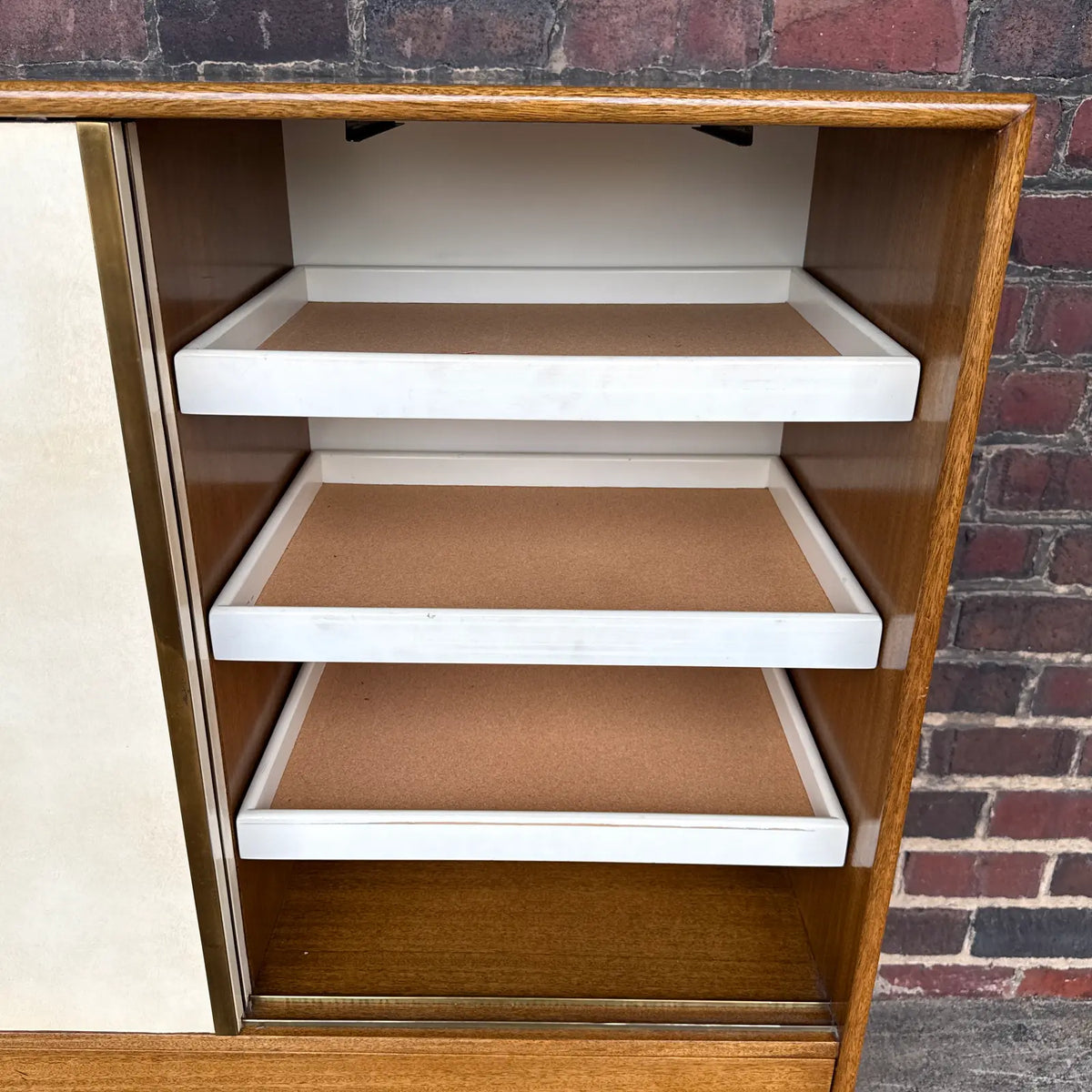 Harvey Probber Mid-Century Modern Tall Chest Crafted in Mahogany Leather and Brass-Accented