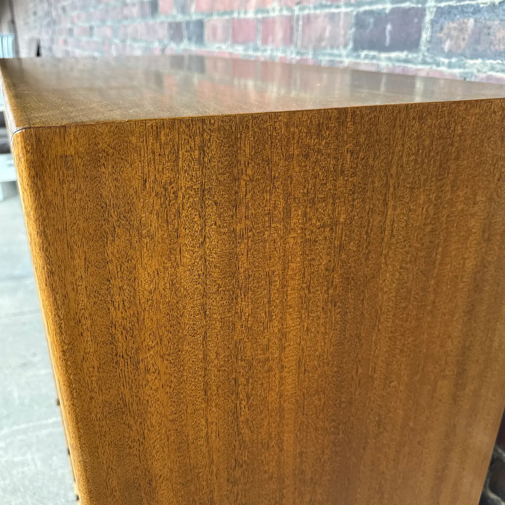 Harvey Probber Mid-Century Modern Tall Chest Crafted in Mahogany Leather and Brass-Accented