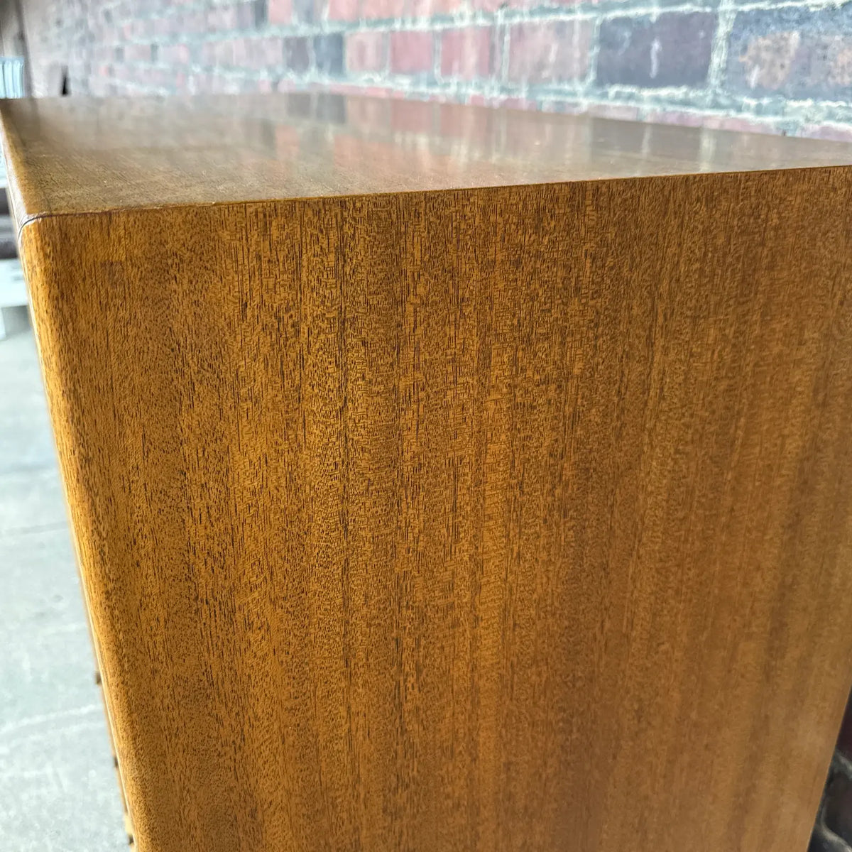 Harvey Probber Mid-Century Modern Tall Chest Crafted in Mahogany Leather and Brass-Accented