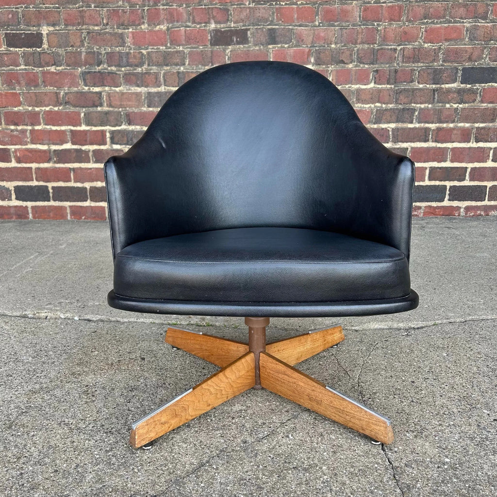 Harvey Probber Swivel Club Chair on Walnut Base