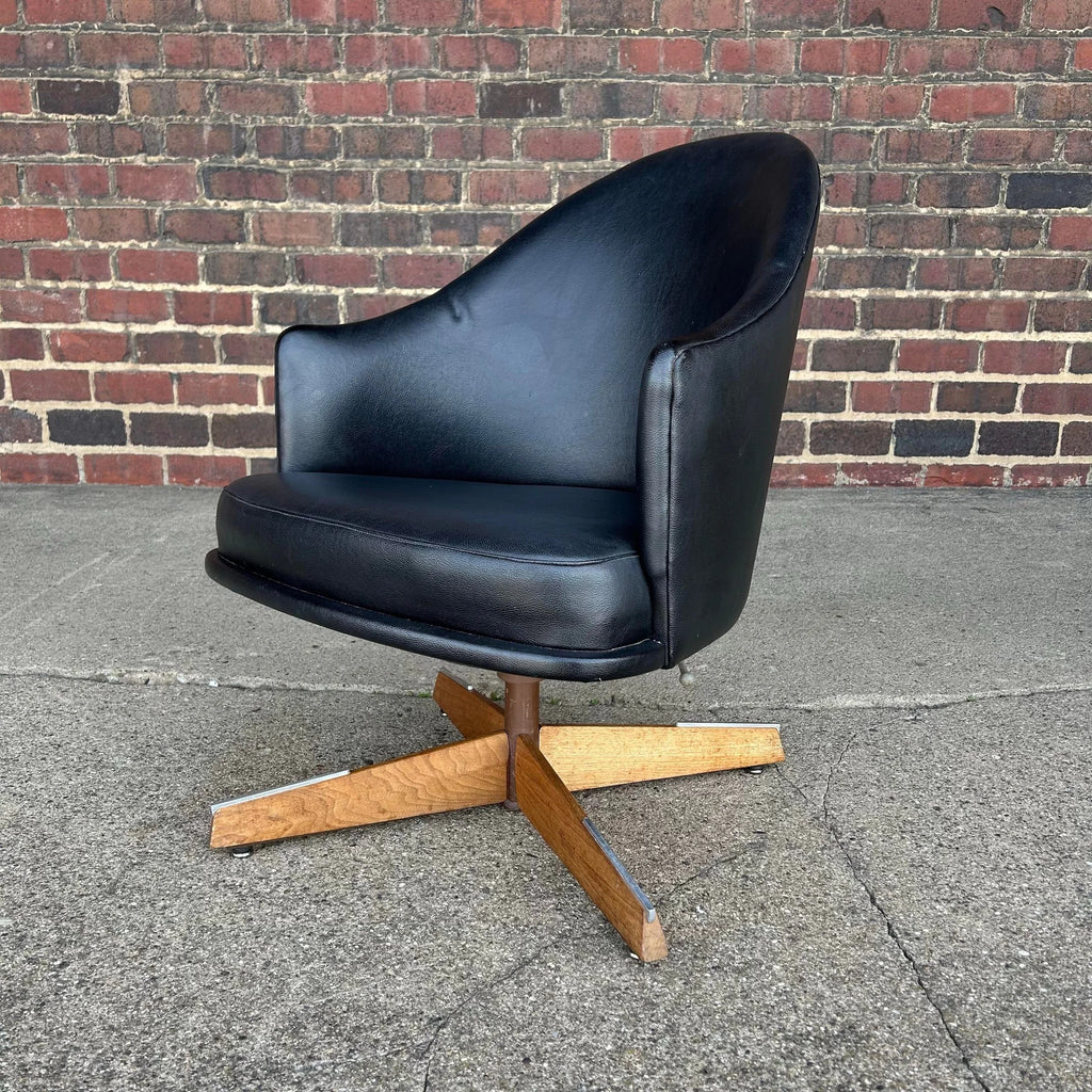 Harvey Probber Swivel Club Chair on Walnut Base