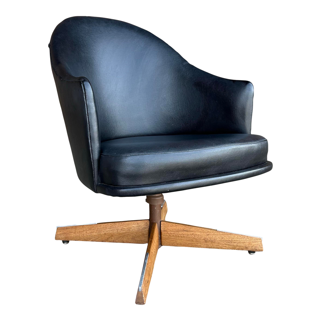 Harvey Probber Swivel Club Chair on Walnut Base