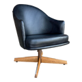 Harvey Probber Swivel Club Chair on Walnut Base