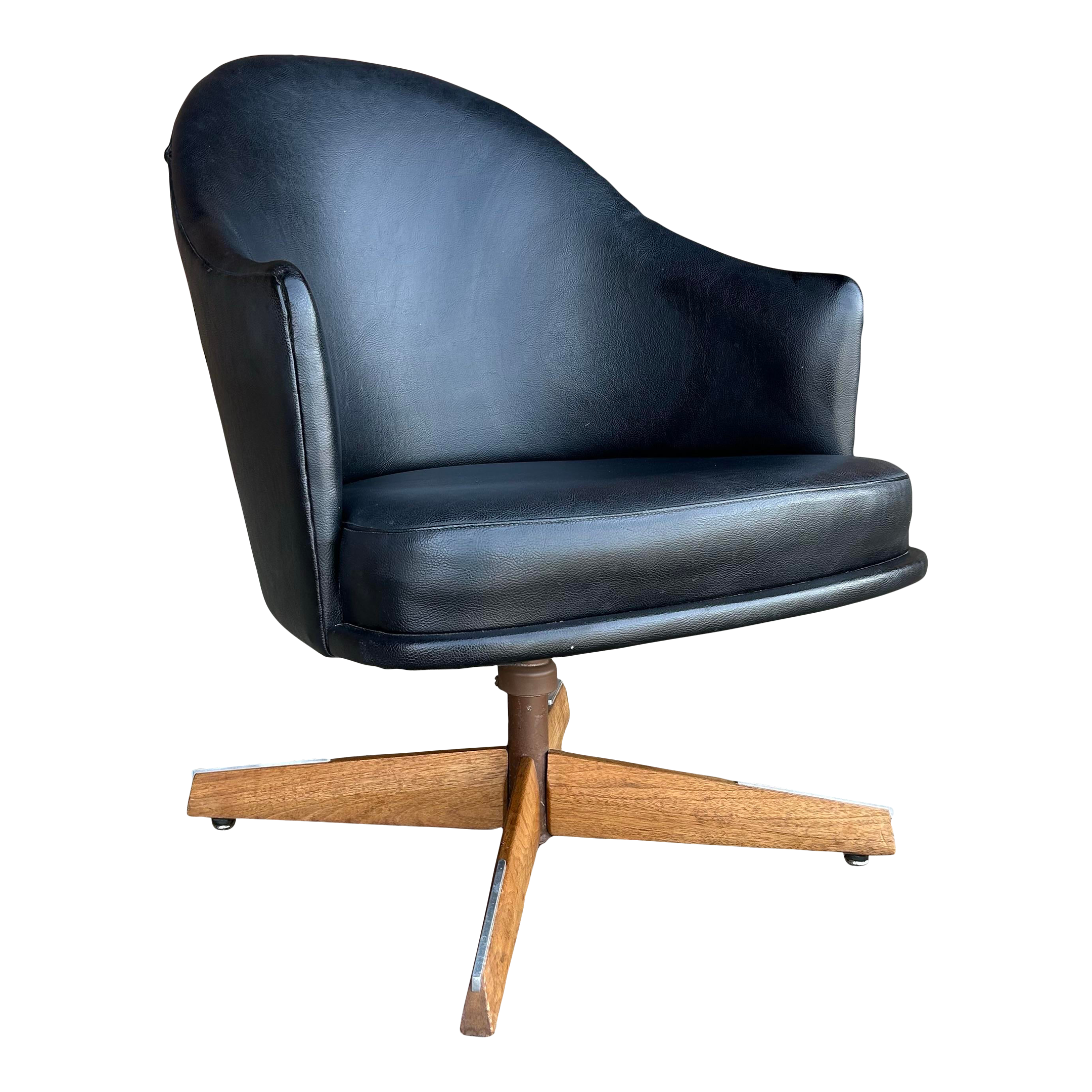 Harvey Probber Swivel Club Chair on Walnut Base
