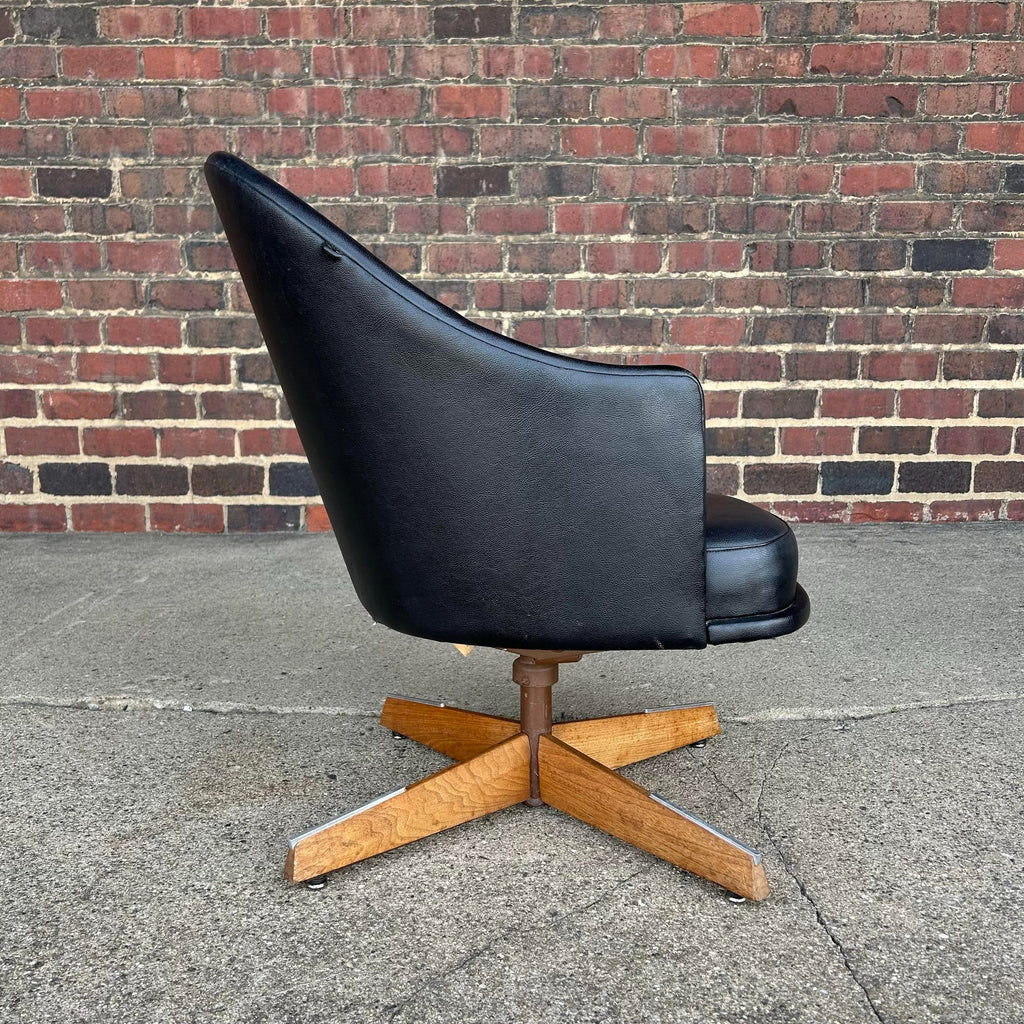 Harvey Probber Swivel Club Chair on Walnut Base