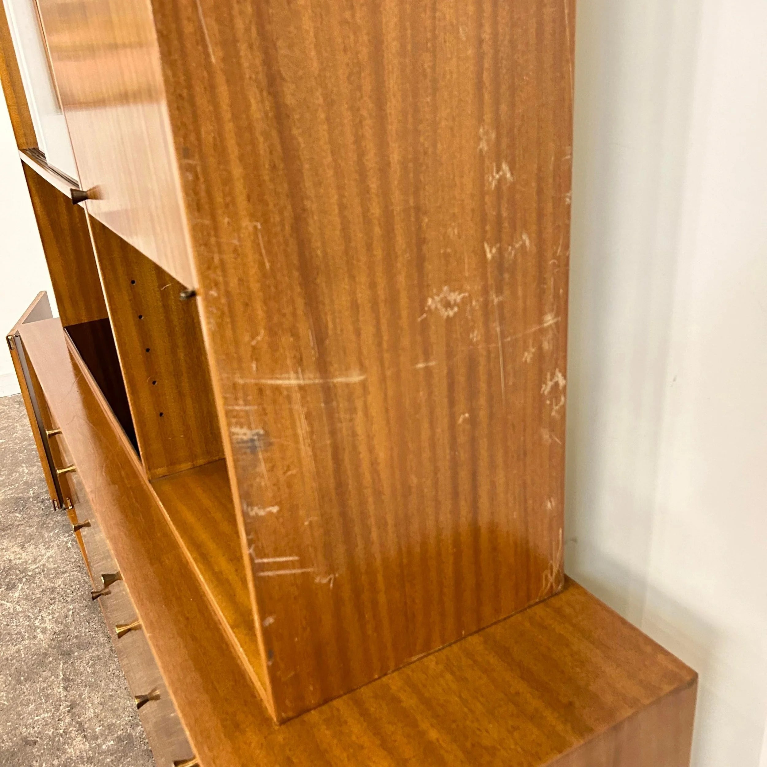 Harvey Probber Two Piece Credenza Bookcase Cabinet Hutch