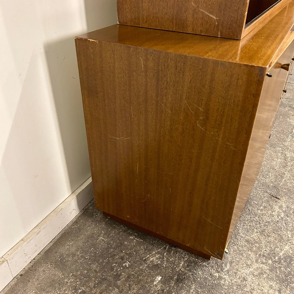 Harvey Probber Two Piece Credenza Bookcase Cabinet Hutch