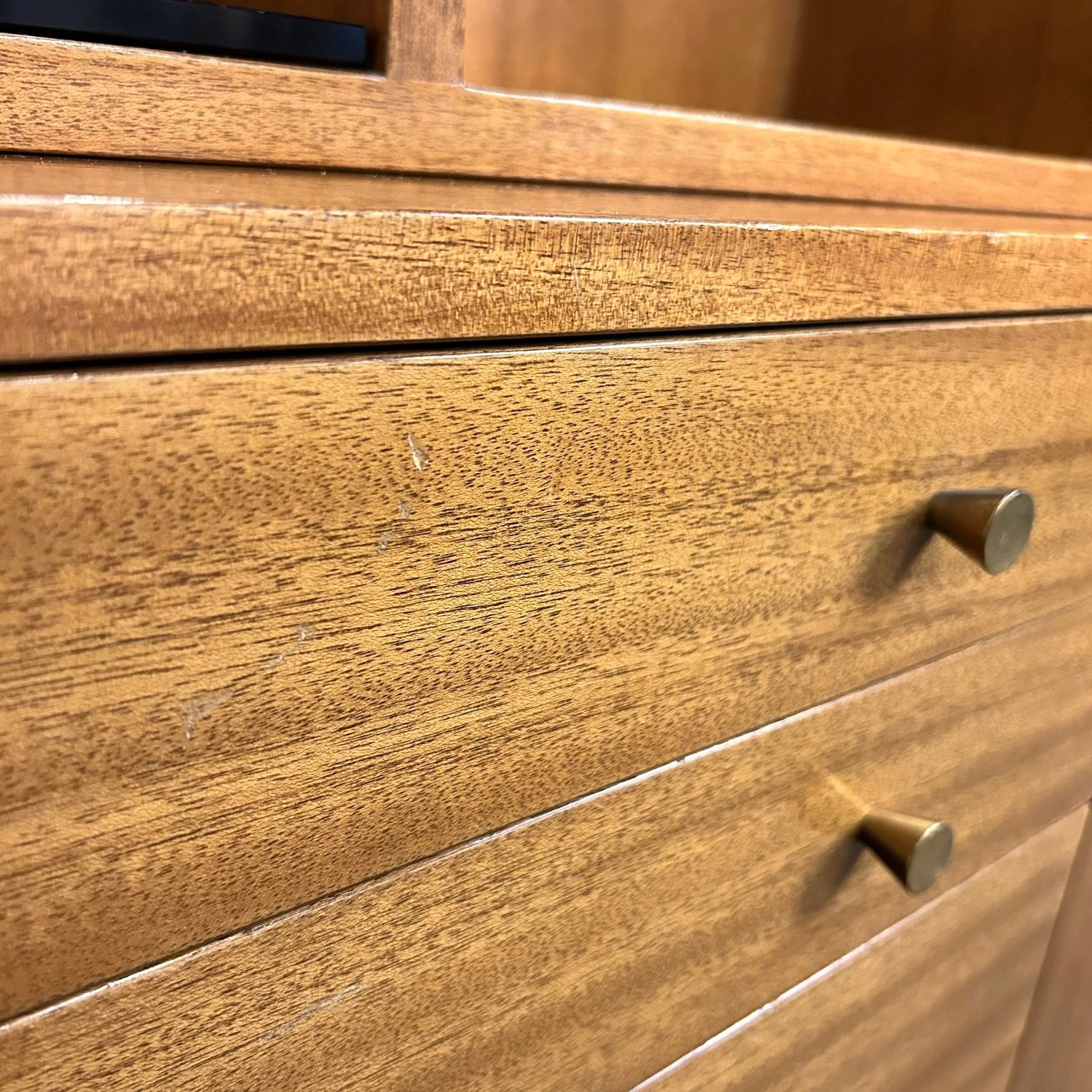 Harvey Probber Two Piece Credenza Bookcase Cabinet Hutch