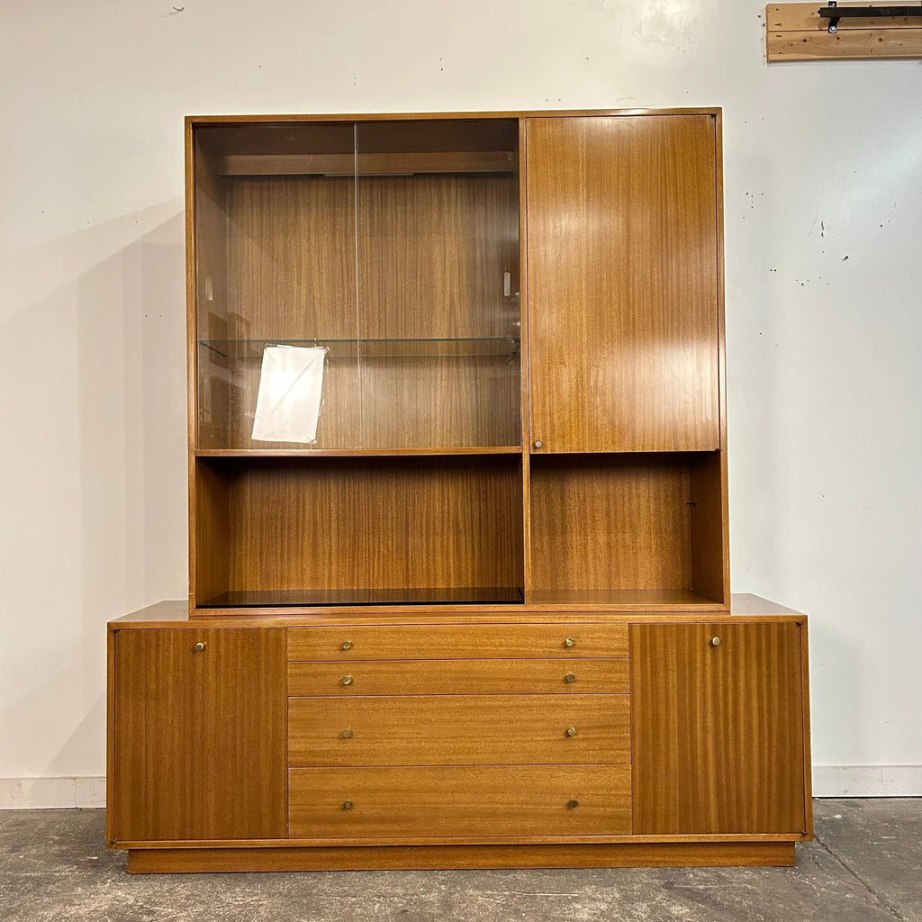 Harvey Probber Two Piece Credenza Bookcase Cabinet Hutch