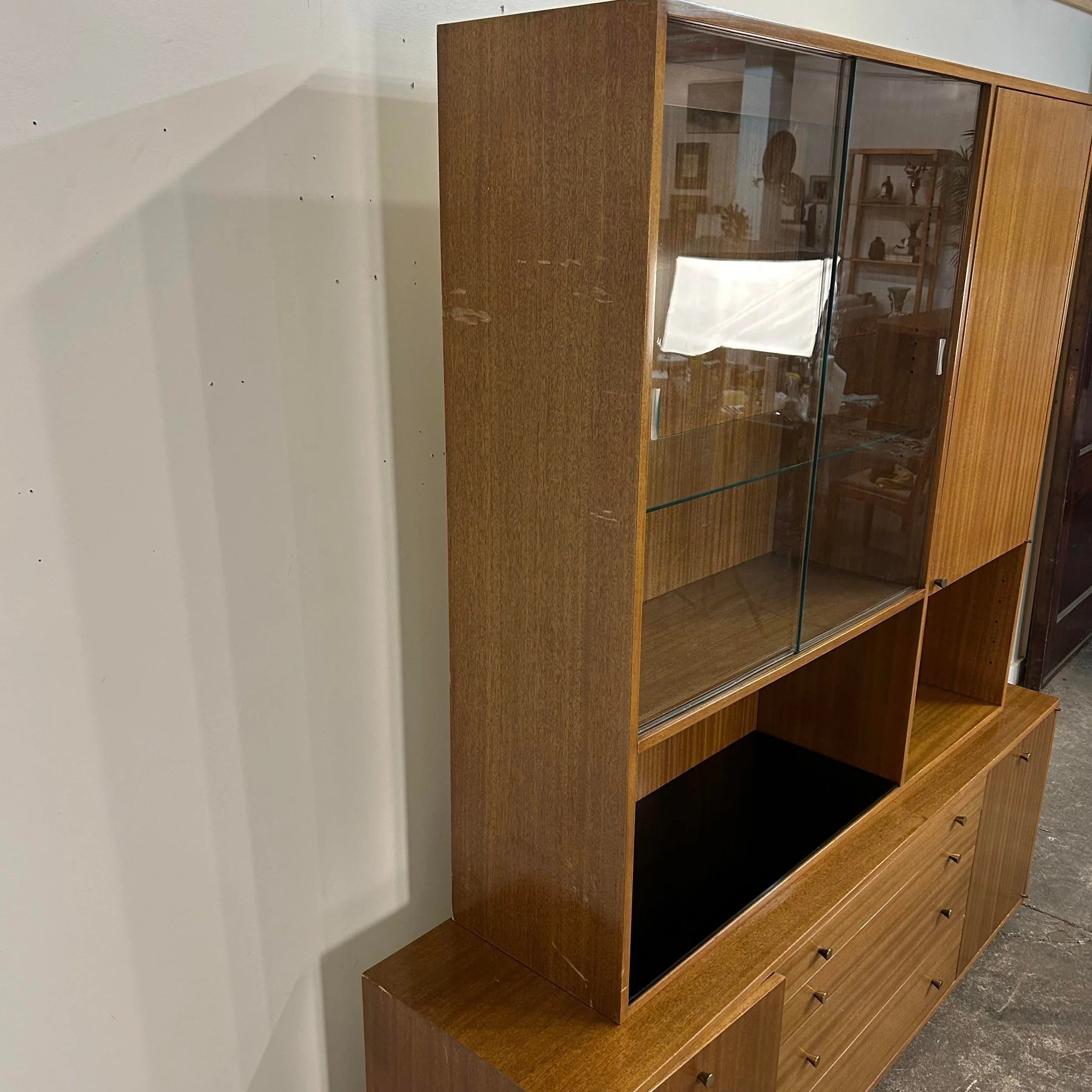 Harvey Probber Two Piece Credenza Bookcase Cabinet Hutch