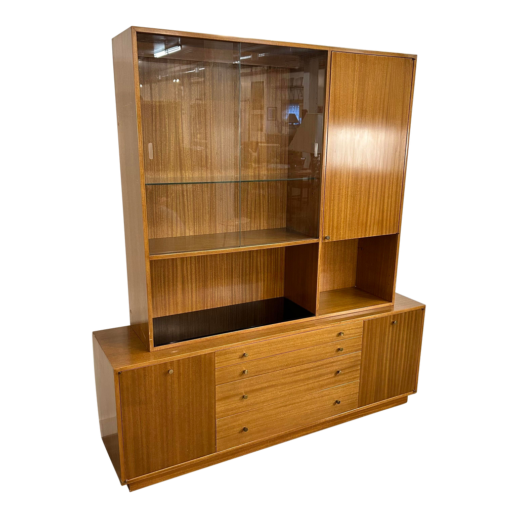 Harvey Probber Two Piece Credenza Bookcase Cabinet Hutch