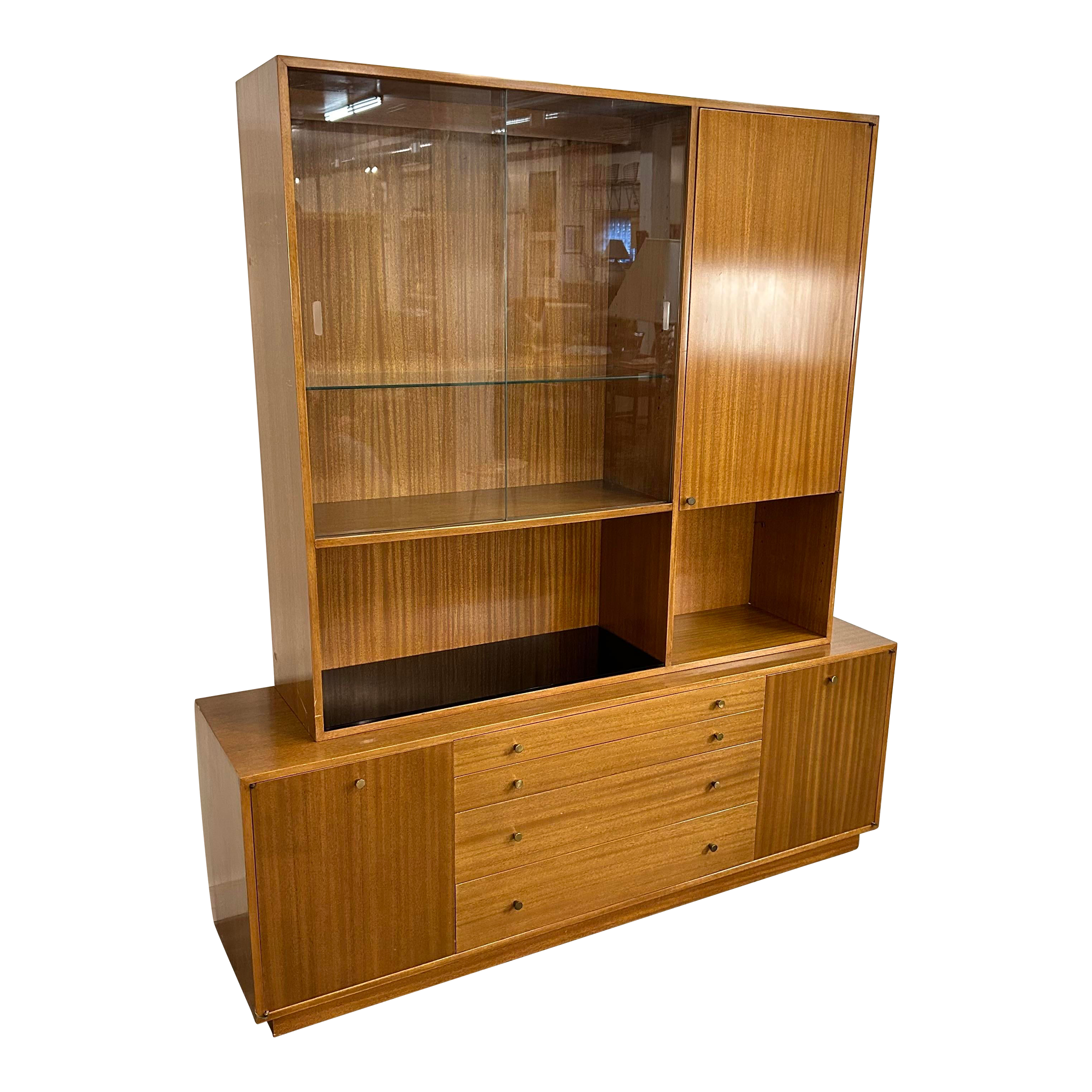 Harvey Probber Two Piece Credenza Bookcase Cabinet Hutch