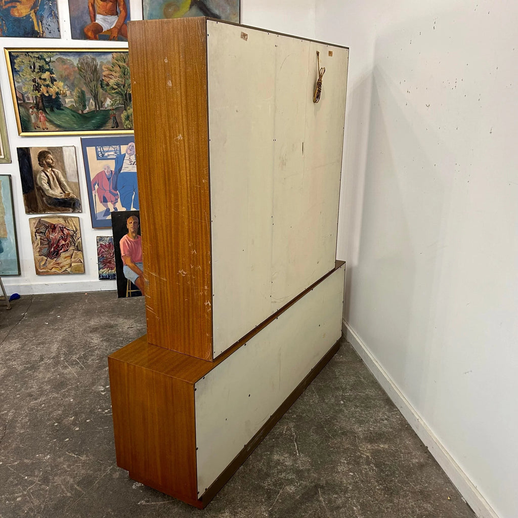 Harvey Probber Two Piece Credenza Bookcase Cabinet Hutch