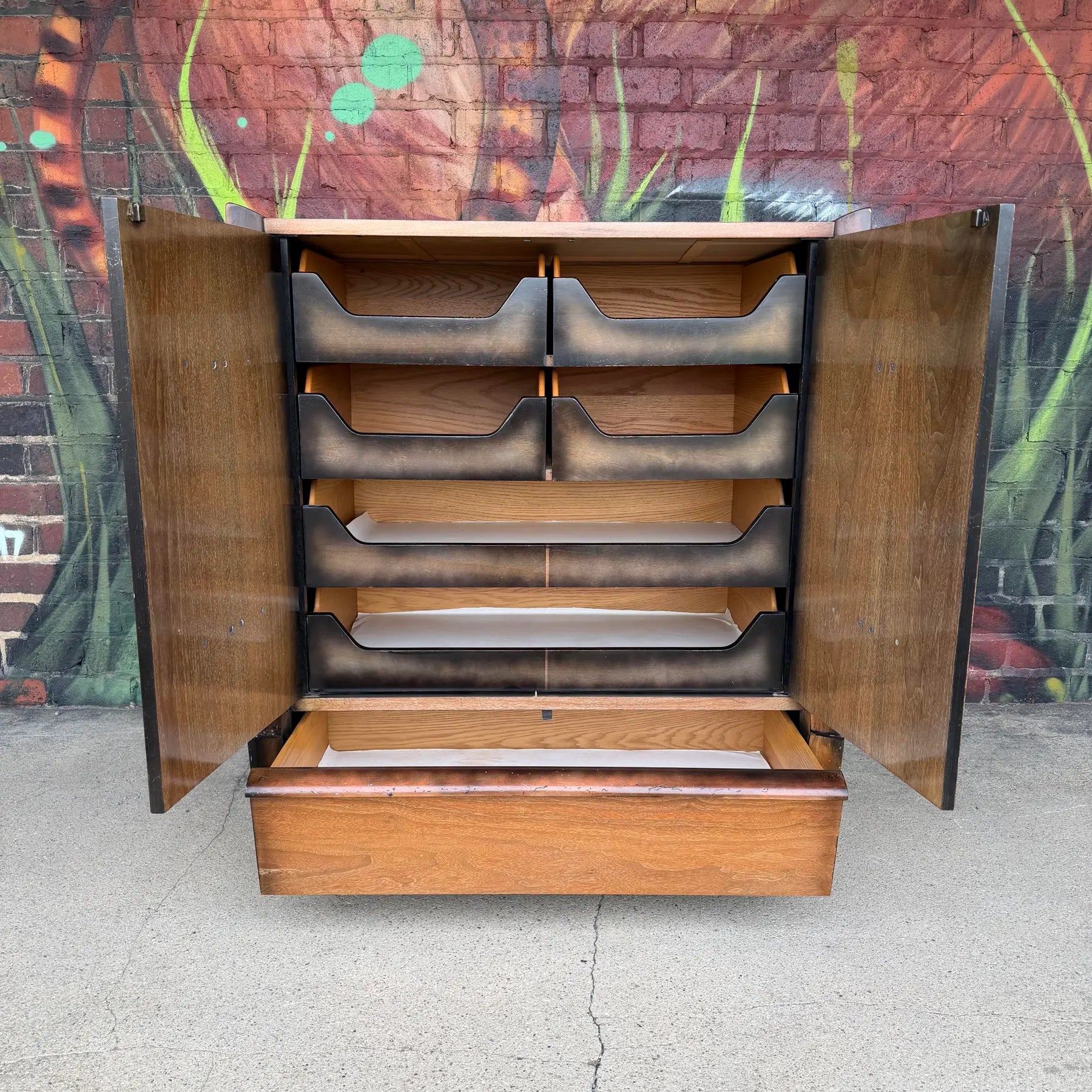Hellum Furniture Company Highboy Dresser in James Mont Style