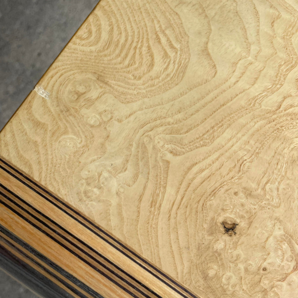 Henredon Scene II Console Table Burled Olive Wood and Zebra Wood