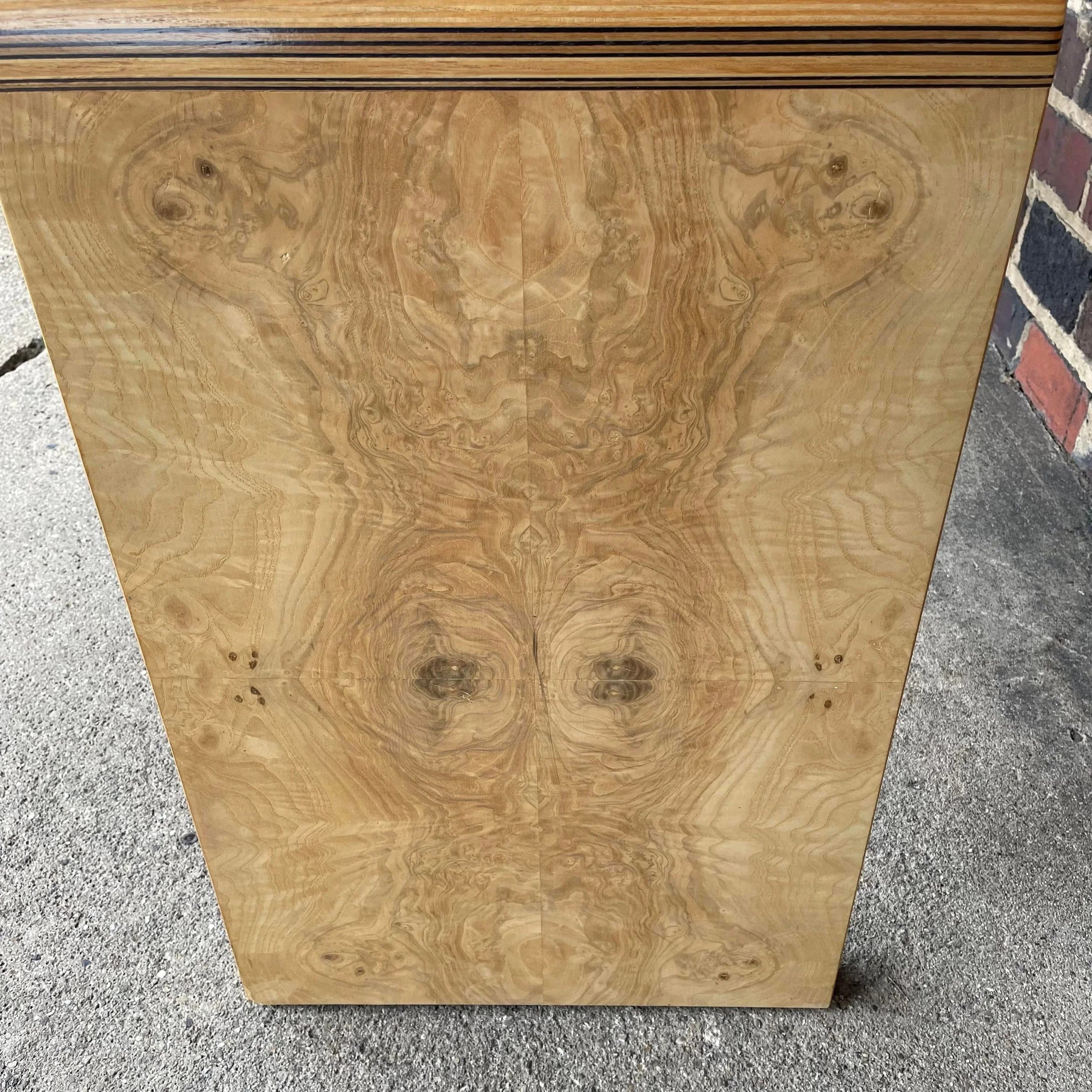 Henredon Scene II Console Table Burled Olive Wood and Zebra Wood