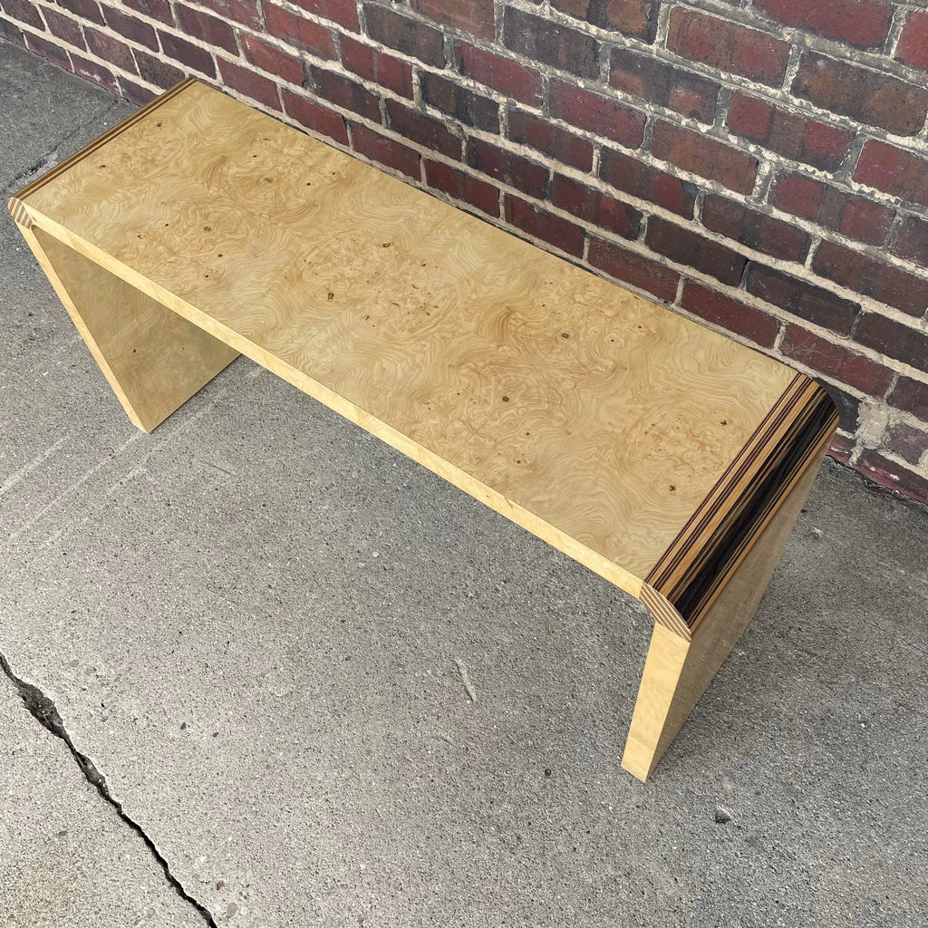 Henredon Scene II Console Table Burled Olive Wood and Zebra Wood