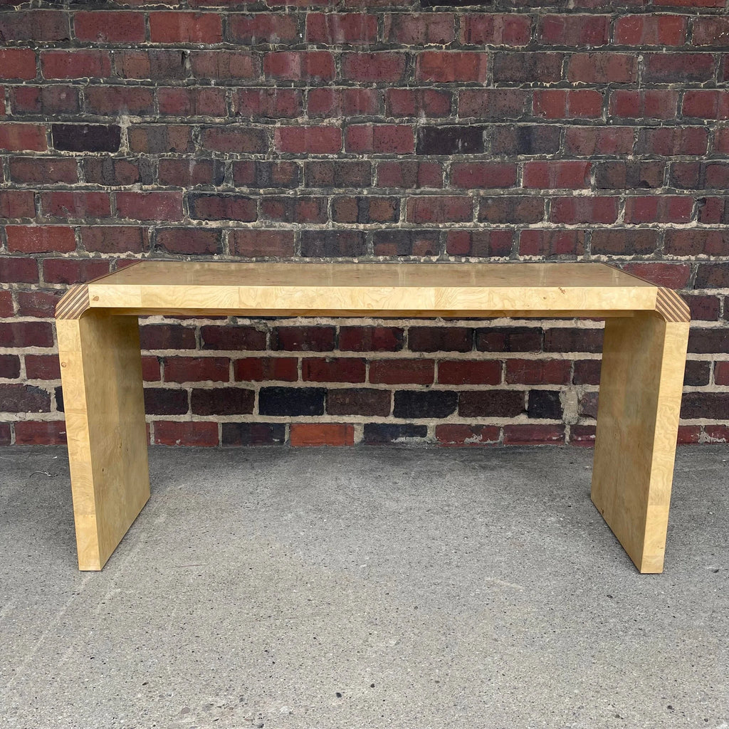 Henredon Scene II Console Table Burled Olive Wood and Zebra Wood