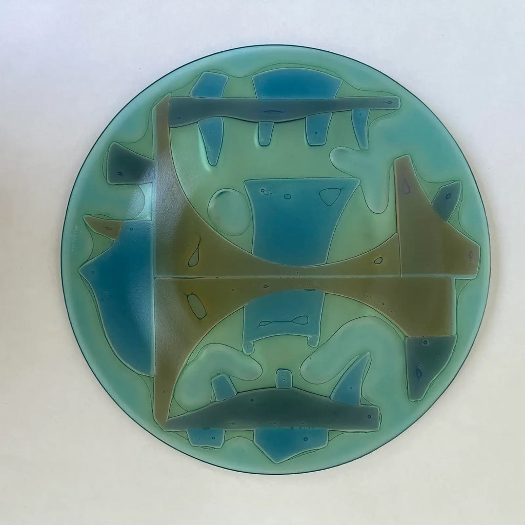 Higgins Glass Circular Charger Plate Mid Century
