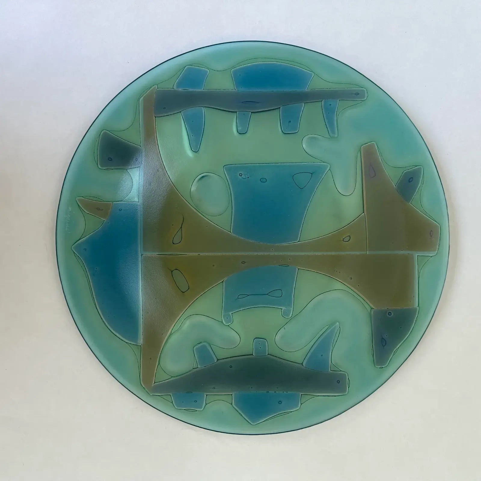 Higgins Glass Circular Charger Plate Mid Century