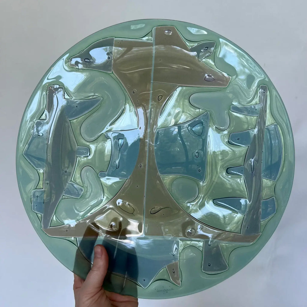 Higgins Glass Circular Charger Plate Mid Century