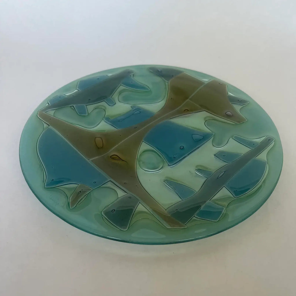 Higgins Glass Circular Charger Plate Mid Century