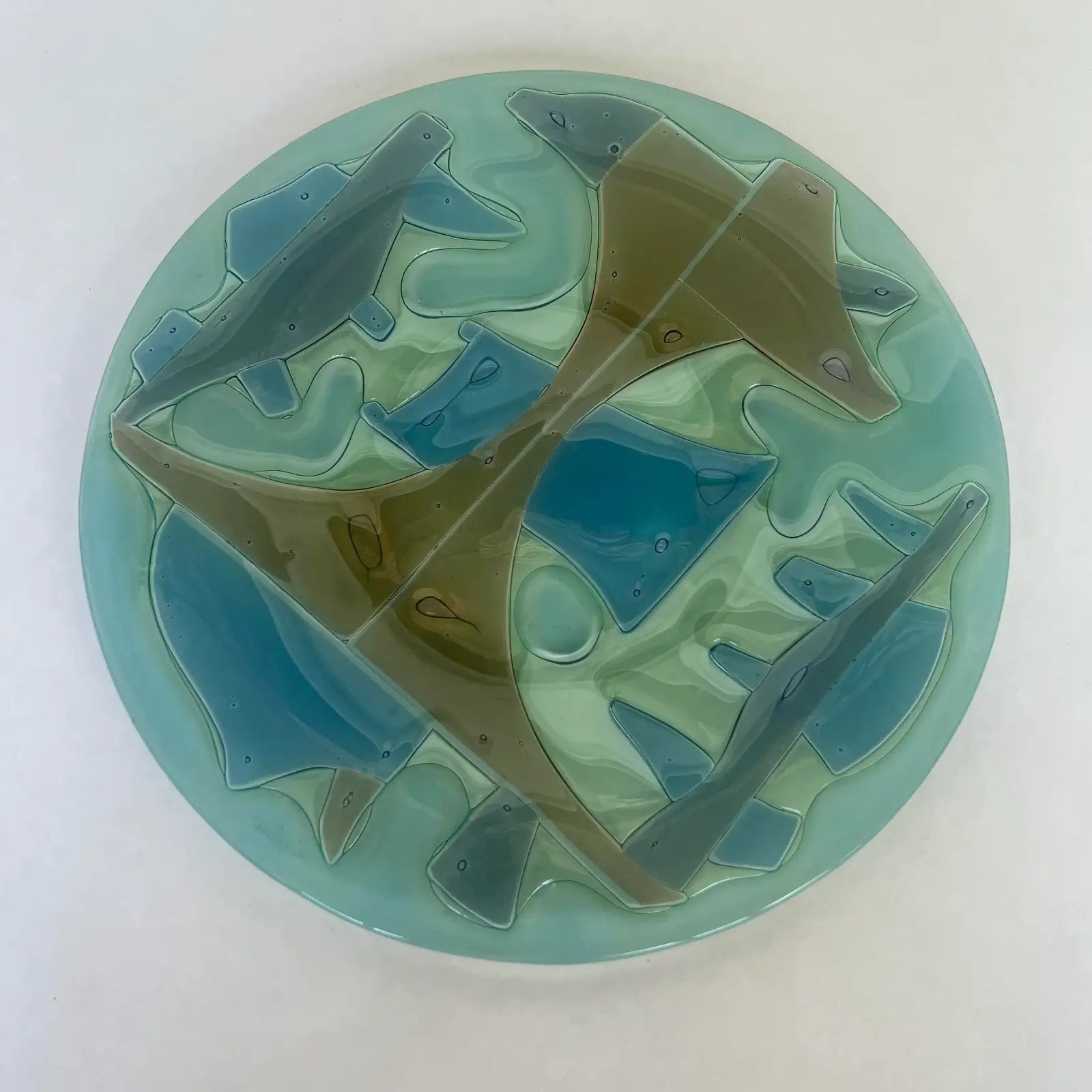 Higgins Glass Circular Charger Plate Mid Century