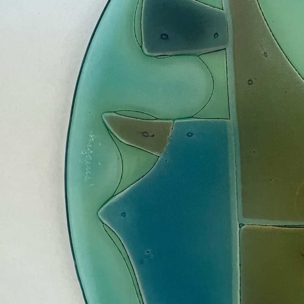 Higgins Glass Circular Charger Plate Mid Century